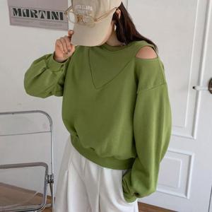 [강물처럼]아이우먼 오프절개브이선맨투맨 POX333M603 빅사이즈