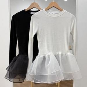 [강물처럼]빅사이즈티 X310L602 쉬폰시스루캉캉티셔츠 GB (46629