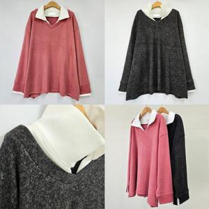 [강물처럼]위쉬몰 LT 라일락카라배색니트티(T518H412) 빅사이즈