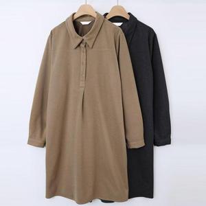 [강물처럼]빅사이즈카라원피스 T436L412 젤리카라버튼셔츠원피스