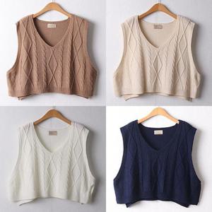 [강물처럼]위쉬몰 RM 꽈배기크롭니트베스트(D220H412) 빅사이즈