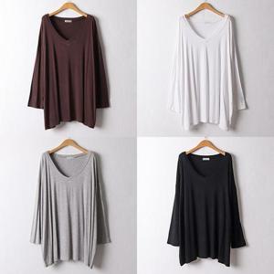 [강물처럼]위쉬몰 RA 루즈실키딥브이티셔츠(F084H412) 빅사이즈