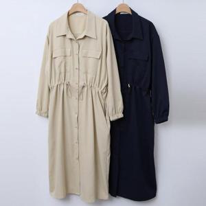 [강물처럼]빅사이즈카라원피스 T958L503 여리엘스트링단추원피스