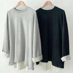 [강물처럼]빅사이즈레이어드티 T945L503 피오나백트임줄지맨투맨