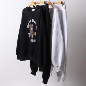 [강물처럼]빅사이즈투피스 H019L412 베어맨투맨팬츠세트 DL (277