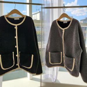 [강물처럼]빅사이즈양털자켓 G173L412 양털배색버튼미디자켓 DL