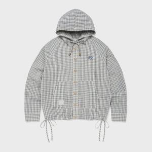 와키윌리후드집업 KQJ WA2602JK69CM 우먼스 체크 시어서커 후드 셔츠 점퍼 크림