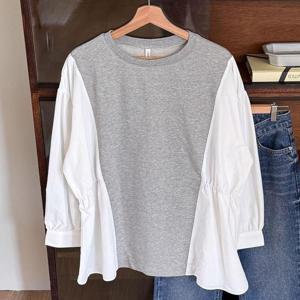 [강물처럼]빅사이즈이중블라우스 T969L503 단미사이드배색블라우