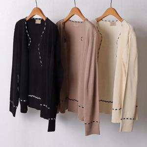 [강물처럼]빅사이즈라인가디건 B967L501 도티드라인니트가디건 R