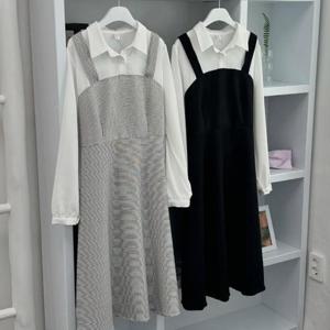 [강물처럼]빅사이즈플레어원피스 T721L502 베이뷔스티에카라원피