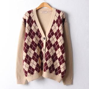 [강물처럼]아이우먼 아가일패턴Y넥가디건 RMI023M502 빅사이즈 (