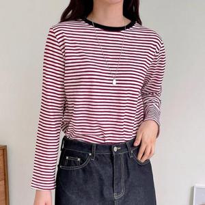 [강물처럼]아이우먼 라이크라운드배색줄지티 BNT744M502 빅사이