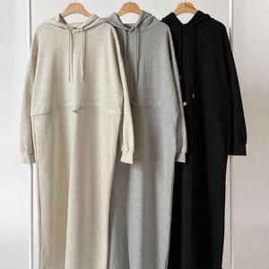 [강물처럼]빅사이즈후드원피스 T656L501 캐츠후드면스냅원피스 A