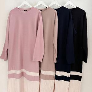 [강물처럼]빅사이즈플리츠원피스 T655L501 블리주름배색롱원피스