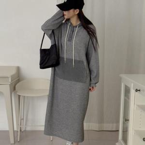 [강물처럼]아이우먼 소프트벨벳후드롱원피스 GOT687M501 빅사이