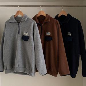 [강물처럼]빅사이즈후리스티 T710L501 모어배색지퍼카라맨투맨 K