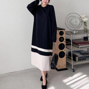 [강물처럼]엘리밑배색주름원피스 ART655M501 (29836119A)