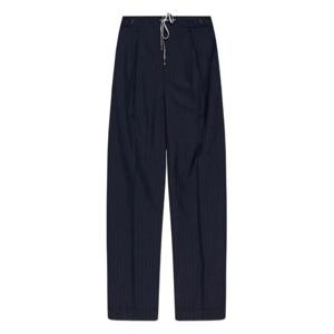 마르지엘라 핀 스트라이프 울 드로스트링 핀턱 팬츠 S67KA0080M3