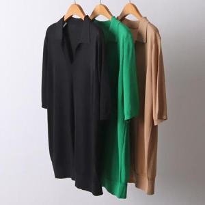 [강물처럼]빅사이즈사랑해요 I626L405 오픈브이넥카라반팔티 AP