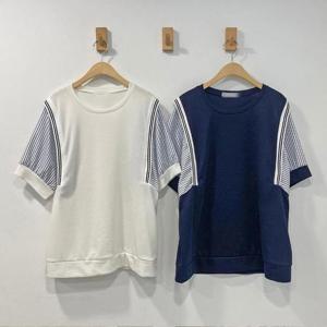 [강물처럼]빅사이즈사랑해요 O253L405 줄지요꼬소매반팔티 BS (1