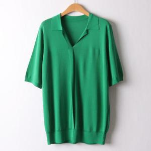 [강물처럼]아이우먼 실크브이넥카라반팔티 API626M405 빅사이즈