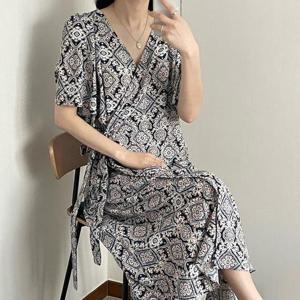 [강물처럼]아이우먼 스판페이즐리랩원피스 YPG968M405 빅사이즈