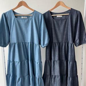 [강물처럼]빅사이즈사랑해요 G821L405 데님스퀘어셔링원피스 YP