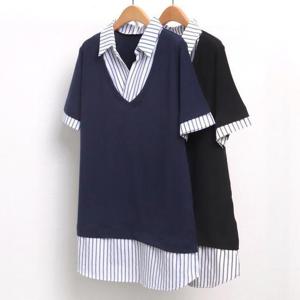 [강물처럼]빅사이즈사랑해요 5700L404 오픈줄지카라셔츠 MN (152