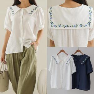 [강물처럼]위쉬몰 WB 마랑자수카라블라우스(S013H404) 빅사이즈