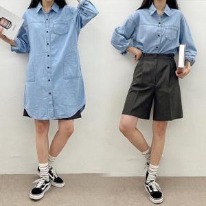 [강물처럼]위쉬몰 LO 스톤워싱데님롱남방429(P190H404) 빅사이즈