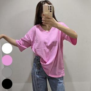 [강물처럼]빅사이즈사랑해요 Q969L404 코튼랍바브이넥반팔티 GY