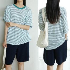 [강물처럼]위쉬몰 WB 린넨단가라배색반팔티(O189H404) 빅사이즈