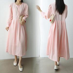 [강물처럼]위쉬몰 WB 라임린넨플리츠원피스(O188H404) 빅사이즈