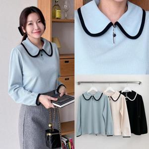 [강물처럼]위쉬몰 BN 버터플배색카라단추티(Q868H404) 빅사이즈