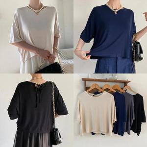 [강물처럼]위쉬몰 RA 실키백리본크롭반팔티(Q860H404) 빅사이즈