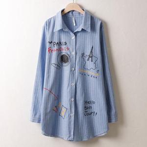 [강물처럼]아이우먼 유니크나염줄지남방 MN0136M403 빅사이즈 (1