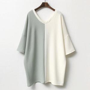 [강물처럼]아이우먼 하프브이넥롱반팔티 ILC834M403 빅사이즈 (1