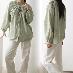 [강물처럼]위쉬몰 LY 라벤더넥셔링블라우스(Q798H403) 빅사이즈