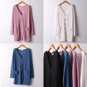 [강물처럼]위쉬몰 OL 브이넥투포켓롱가디건(I544H403) 빅사이즈