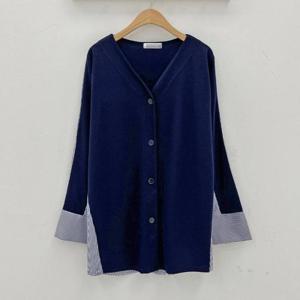 [강물처럼]아이우먼 모던브이백줄지가디건 BSO661M402 빅사이즈