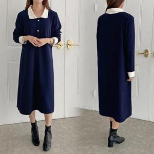 [강물처럼]위쉬몰 BS 로미배색카라펄원피스(O708H402) 빅사이즈