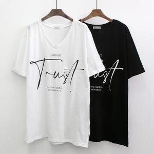 [강물처럼]빅사이즈사랑해요 G693L402 드림브이넥코튼반팔티 PO