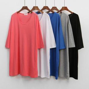 [강물처럼]빅사이즈사랑해요 G569L402 컬러유넥롱반팔티셔츠 IL