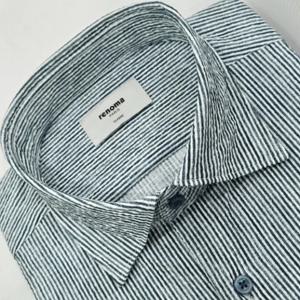 [레노마셔츠]일반핏/ 카라-스냅버튼/ 밑단-일자/ 서커 긴소매 셔