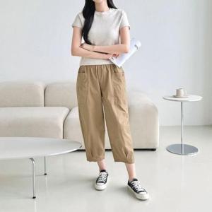 [의류] 키키얀 워싱면 더블포켓 밑단주름 8부바지 SD-250718