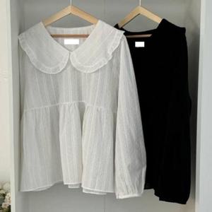 [강물처럼]빅사이즈프릴블라우스 T627L501 러블레이스카라블라우