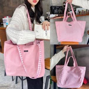 [패션] 데일리 양면 체크 무지 에코백 DHH-G55