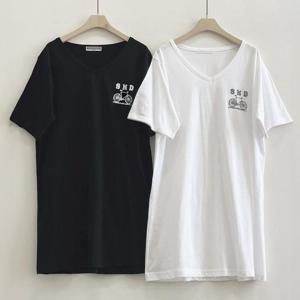 [강물처럼]빅사이즈사랑해요 Q622L402 바이시클나염브이반팔티 Z