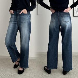 [강물처럼]빅사이즈사랑해요 Q612L402 프론트브러쉬일자데님진 L