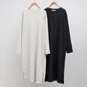 [강물처럼]빅사이즈사랑해요 K919L402 깊은골지심플롱원피스 LY